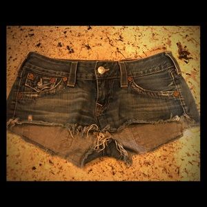 True Religion Joey cut off jean shorts
